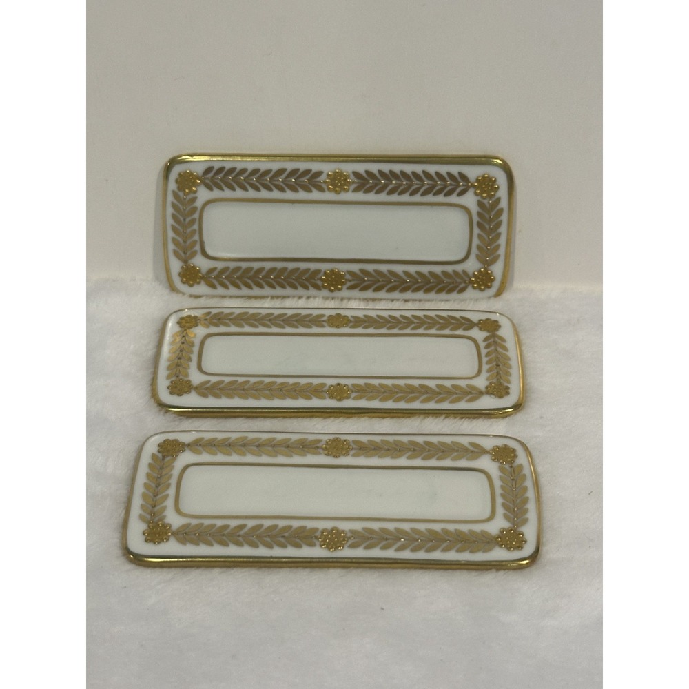antique vintage dresden porcelain Name Plates Lot Of 3